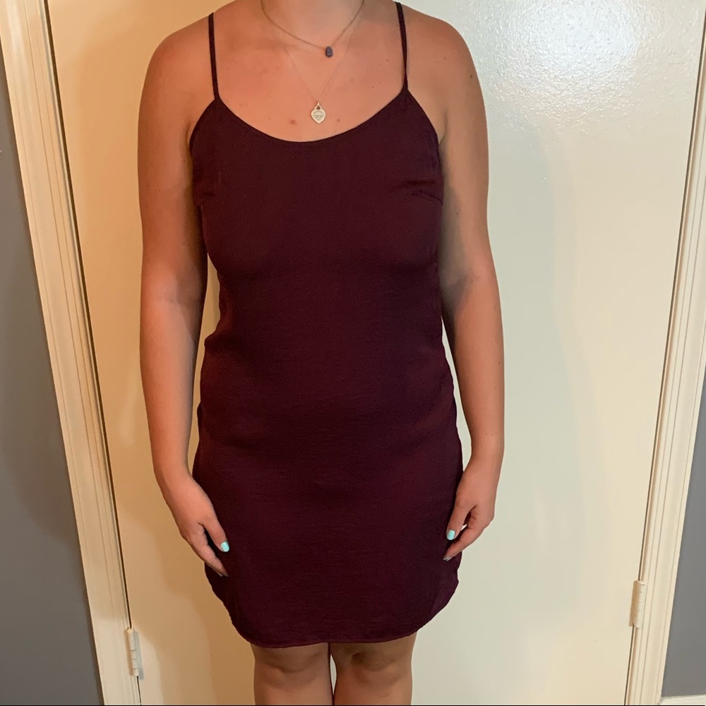 DARK PURPLE/MAROON SATIN MINI DRESS
